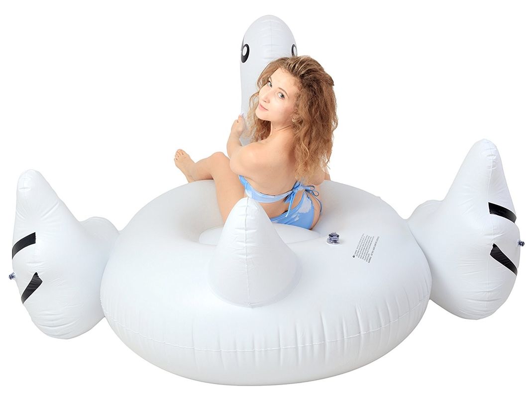 Grande piscina inflável Float Swan Branco Floatie Toy 190 X 190 X 130CM