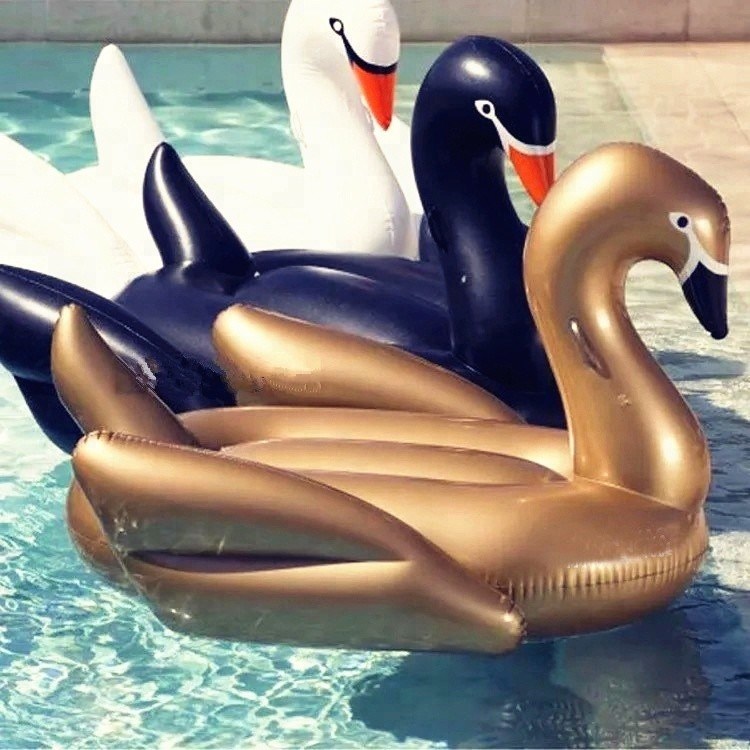 Anel de natação de cisne inflável preto para festas Flamingo Flutuadores de piscina de luxo para adultos