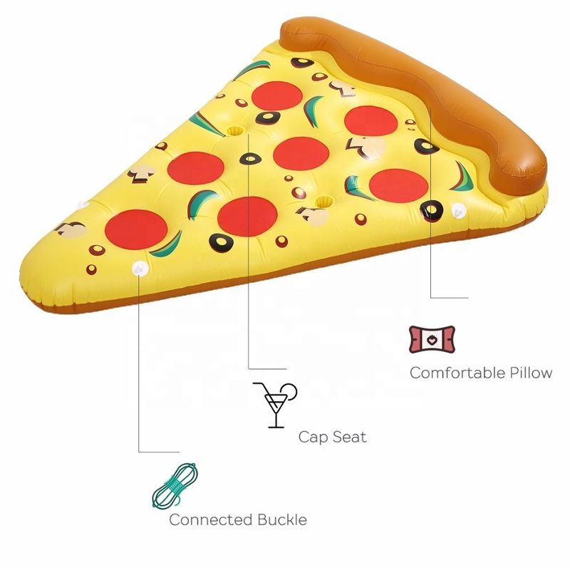 Piscina inflável exterior flutuante 180 x 130cm Nadar água soprar pizza fatia para suporte