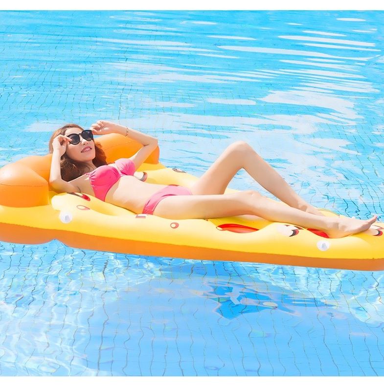 Piscina inflável exterior flutuante 180 x 130cm Nadar água soprar pizza fatia para suporte