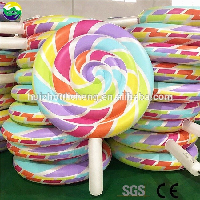 0.3mm Multicolor grande piscina flutuantes inflável Lollipop piscina flutuante 220 X 150cm