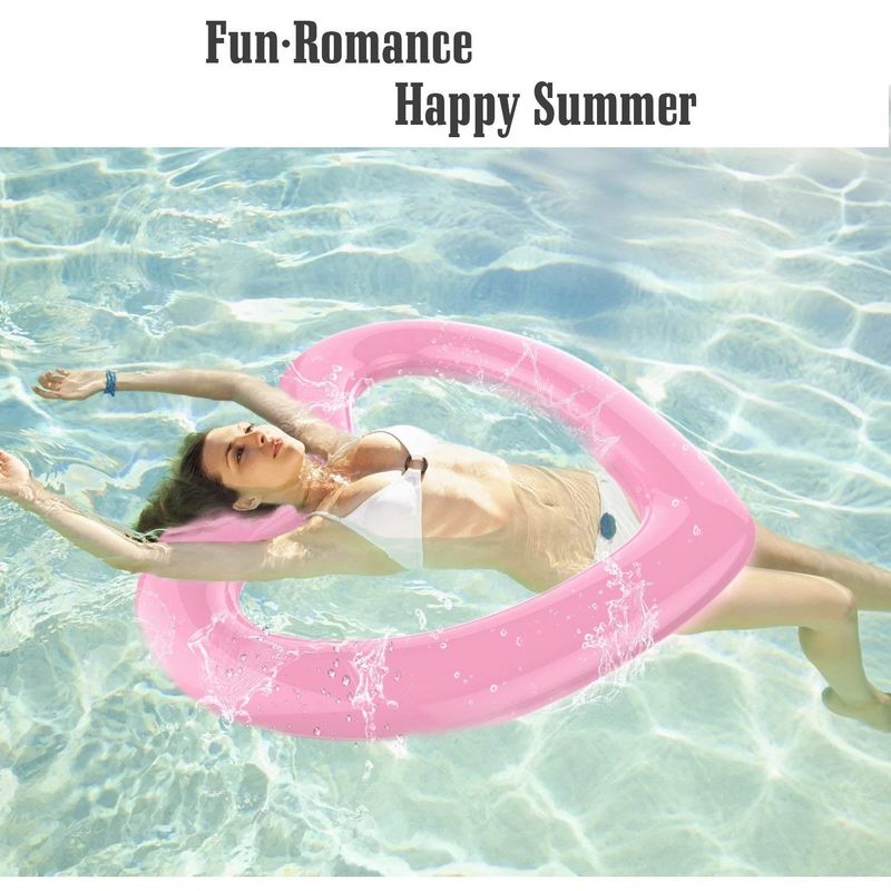Piscina para adultos Float Beach Rings Inflável 115 X 115cm Piscina inflável em forma de coração rosa