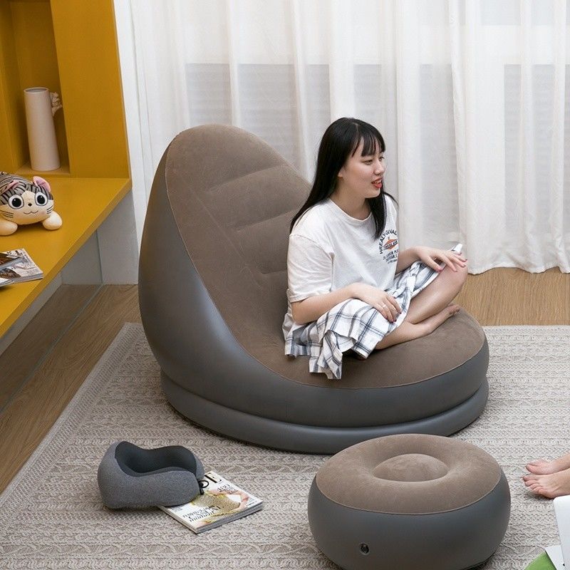 Sofá de colchão de ar de PVC com flocos Cama de 110 cm Sofá de praia inflável exterior interior