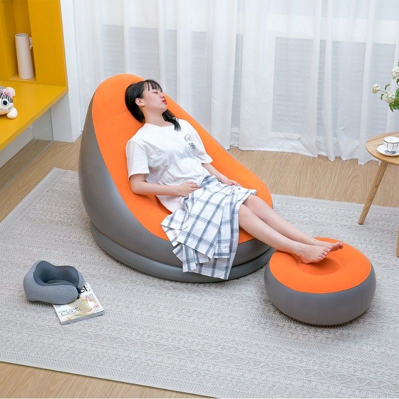 Sofá de colchão de ar de PVC com flocos Cama de 110 cm Sofá de praia inflável exterior interior