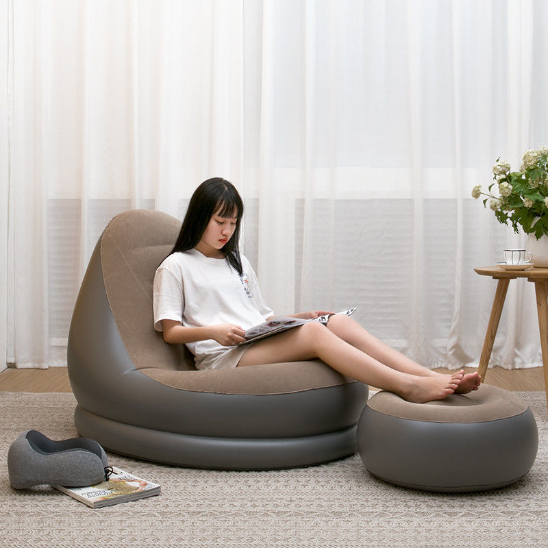 Sofá de colchão de ar de PVC com flocos Cama de 110 cm Sofá de praia inflável exterior interior