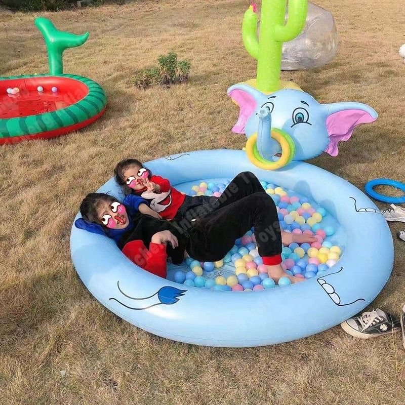 LC Animal Elephant Splash Piscina de piso térreo Piscina de pulverização inflável Piscina inflável com pulverização