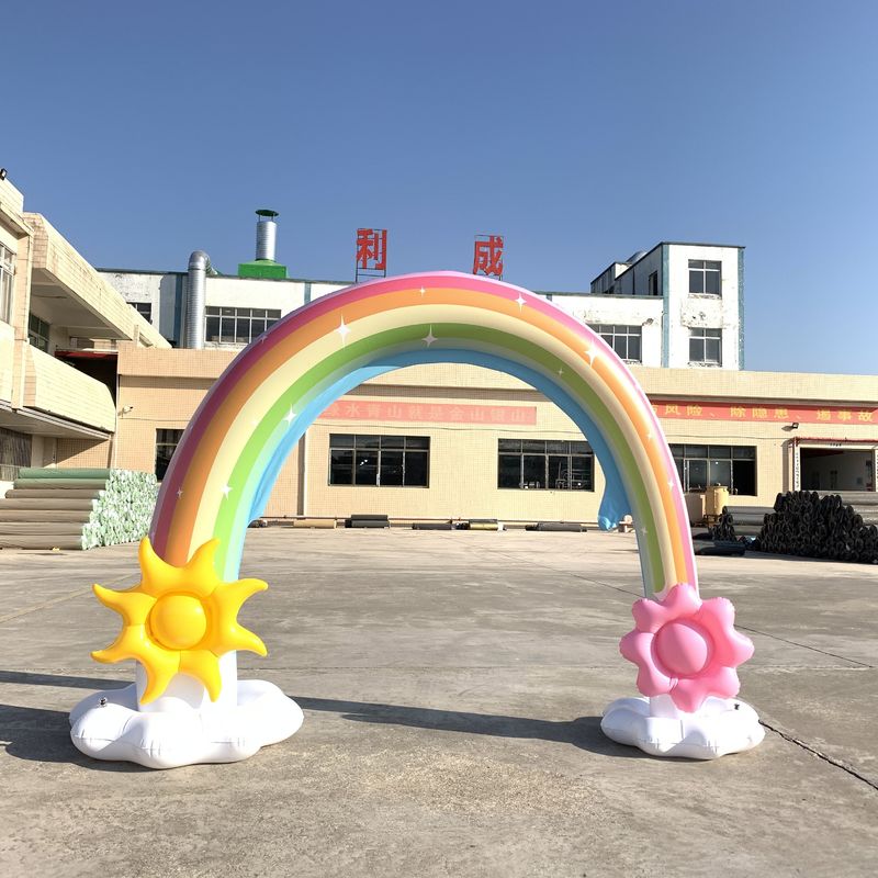Brinquedo inflável de bola gigante de praia 6 pés de água Rainbow Arch para bebês
