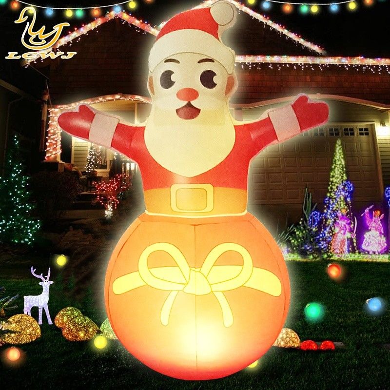 Roly Poly Air Blow Up Papai Noel Decorações infláveis de Natal com luz LED