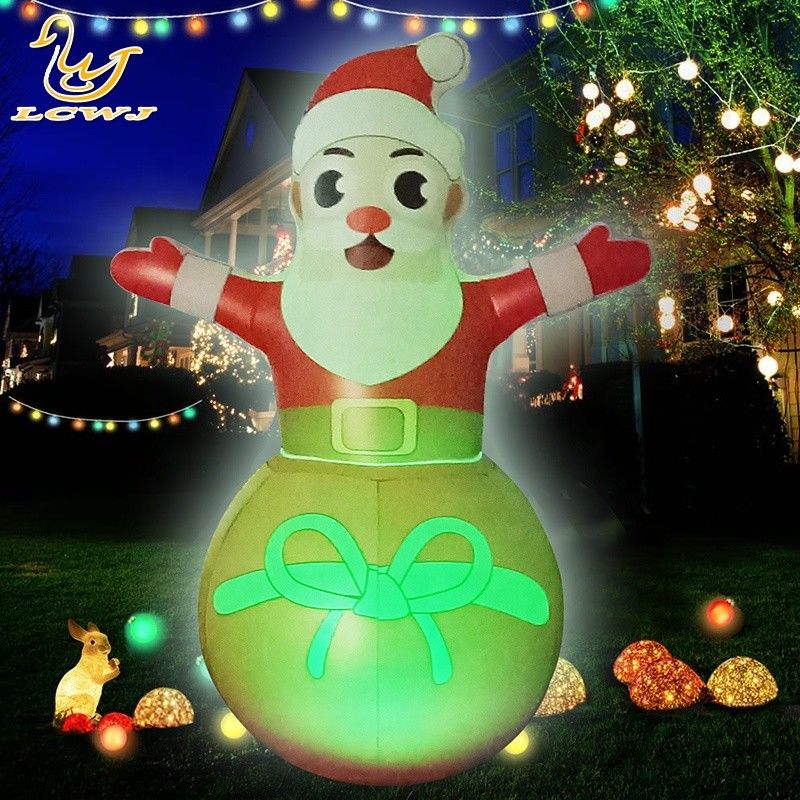 Roly Poly Air Blow Up Papai Noel Decorações infláveis de Natal com luz LED