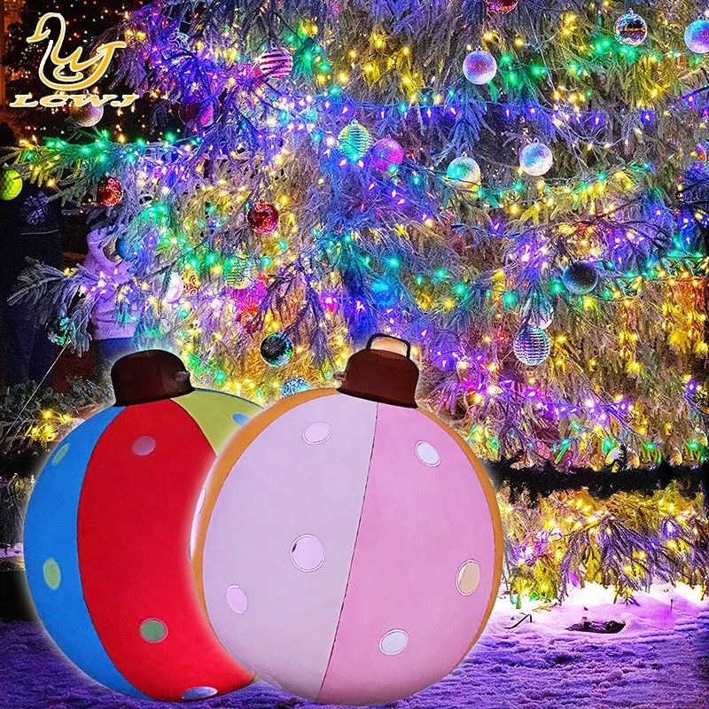Ornamento de brinquedos infláveis de 60cm para o exterior decorado bolas infláveis de Natal de PVC com luz