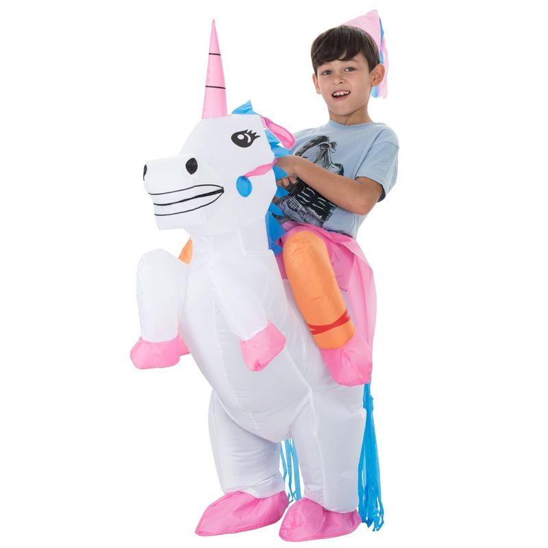 Adultos Crianças Brinquedos infláveis de plástico Trajes de Cavaleiro de Unicórnio Para o Natal