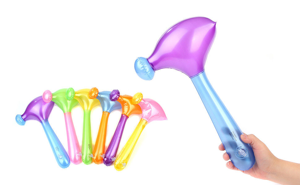 Cor do Arco-íris 0,5 kg Brinquedos infláveis de plástico 0,18 mm Brinquedo inflável de martelo