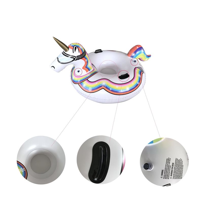 Jogos de neve infláveis de inverno de PVC 190CM Air Unicorn Snow Sled Para Adultos