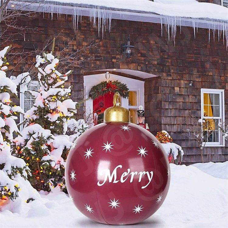 0.2mm de plástico para soprar para cima trenó de neve bola de Natal inflável ornamentação bolas 60cm