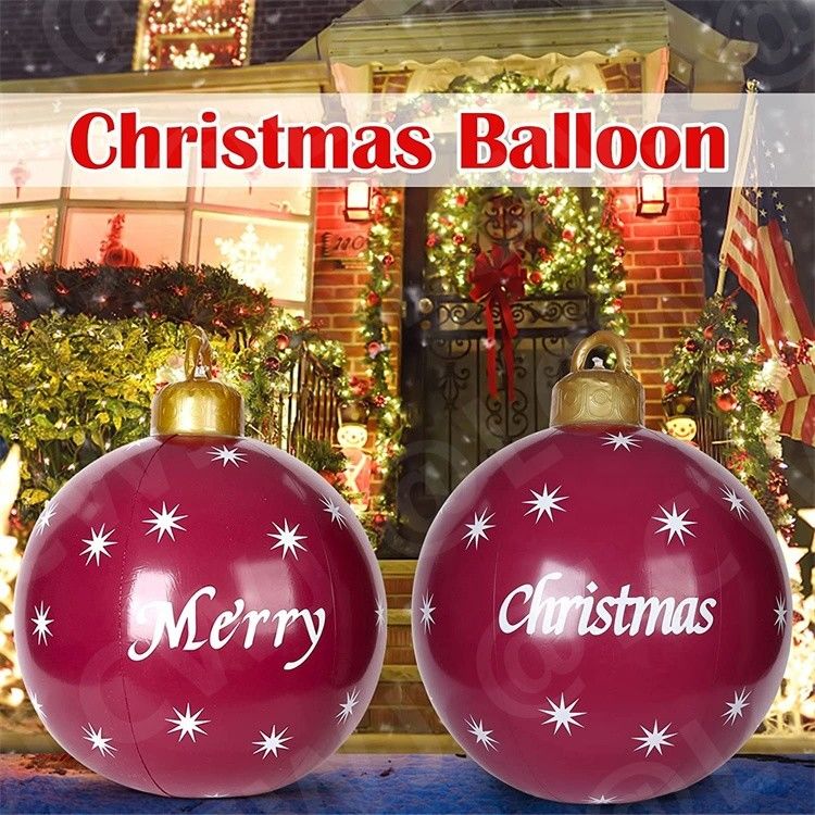 0.2mm de plástico para soprar para cima trenó de neve bola de Natal inflável ornamentação bolas 60cm