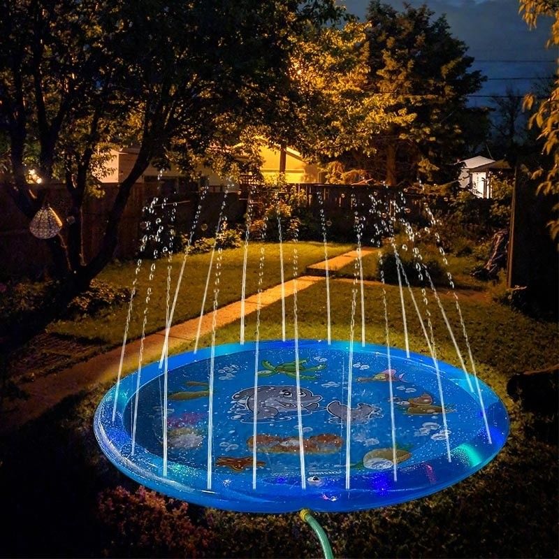 LC Upgraded Shining Outdoor Sprinkler Pad Pad Unisex Flash Splash Pad com luz LED