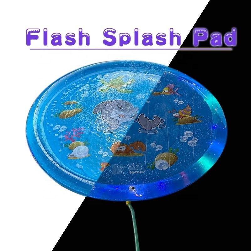 LC Upgraded Shining Outdoor Sprinkler Pad Pad Unisex Flash Splash Pad com luz LED