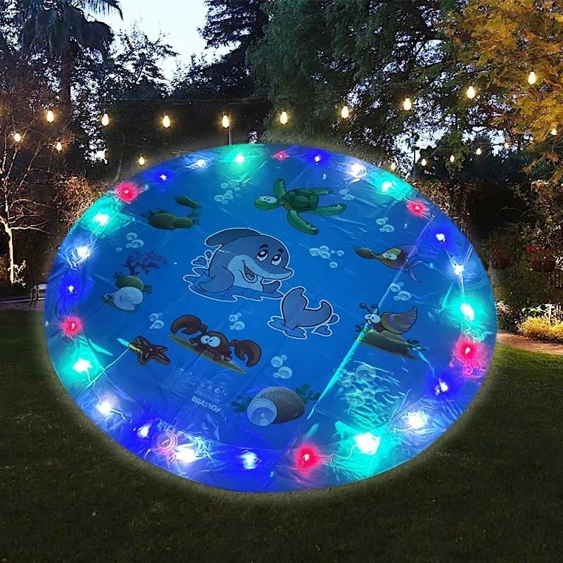 LC Upgraded Shining Outdoor Sprinkler Pad Pad Unisex Flash Splash Pad com luz LED