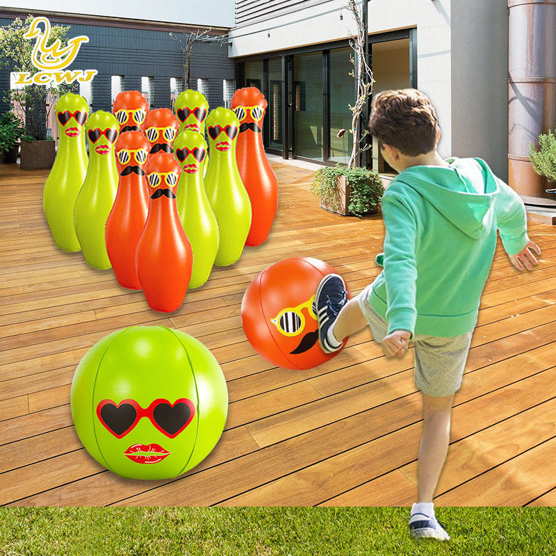 Unisex LC divertida e colorida Jogos ao ar livre Jardim grande Jumbo Bola de bowling e alfinetes inflável Kids Bowling Set