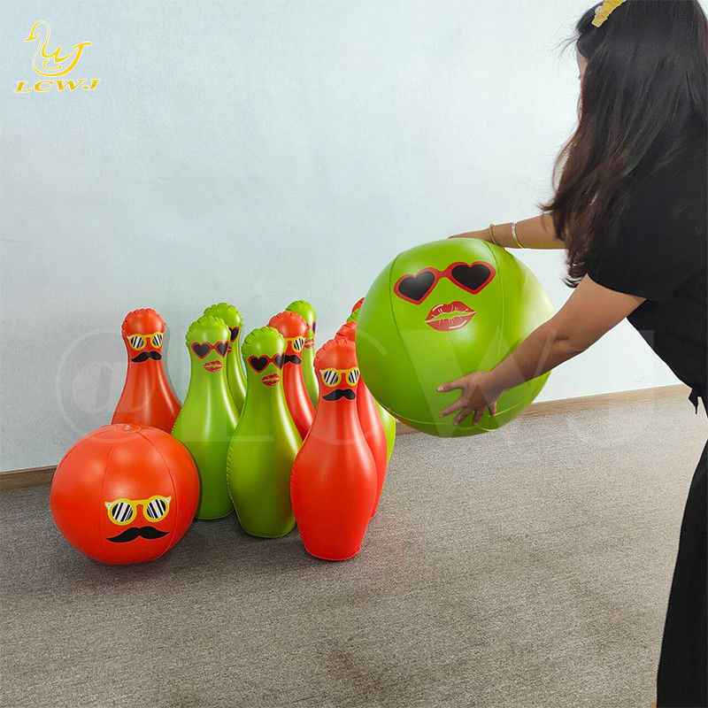 Unisex LC divertida e colorida Jogos ao ar livre Jardim grande Jumbo Bola de bowling e alfinetes inflável Kids Bowling Set