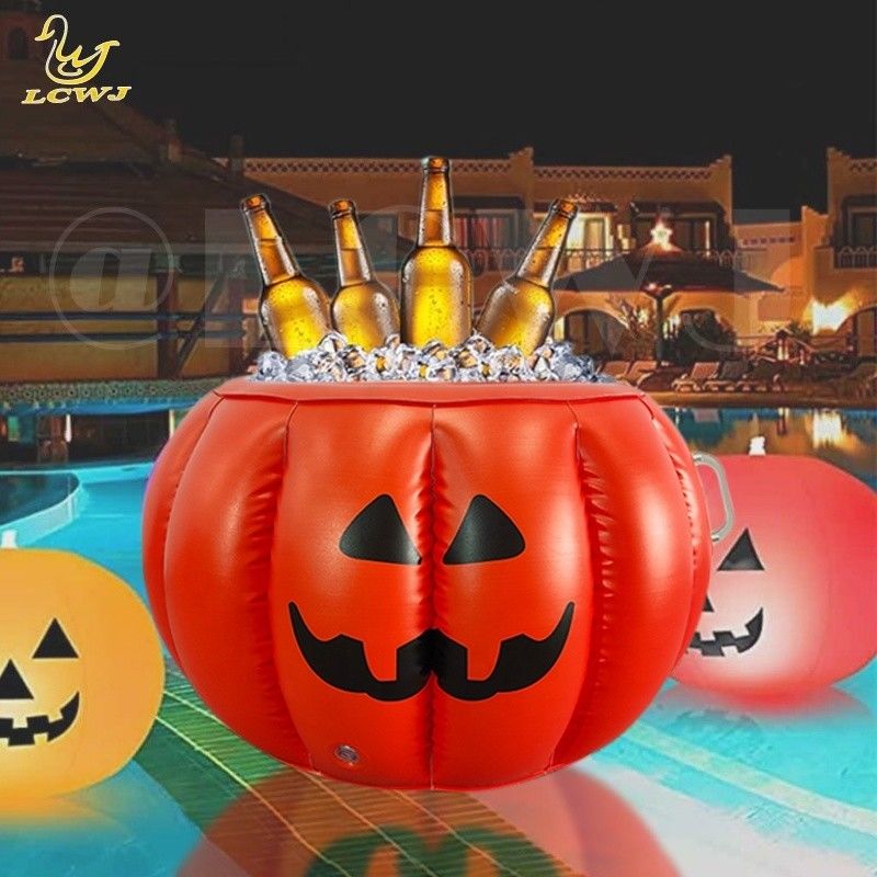 LC Halloween abóbora servindo buffet bar refrigerador recipiente de comida porta-bebidas bandeja de gelo inflável para festa de piscina barbecue verão